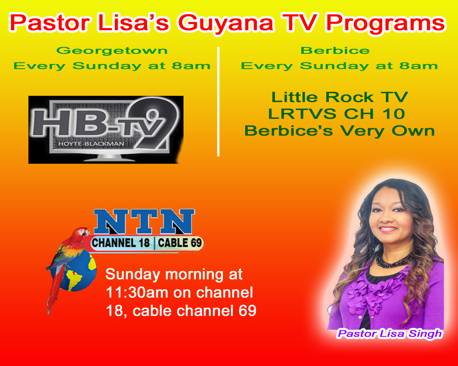 Pastor Lisa Guyana TV Programs